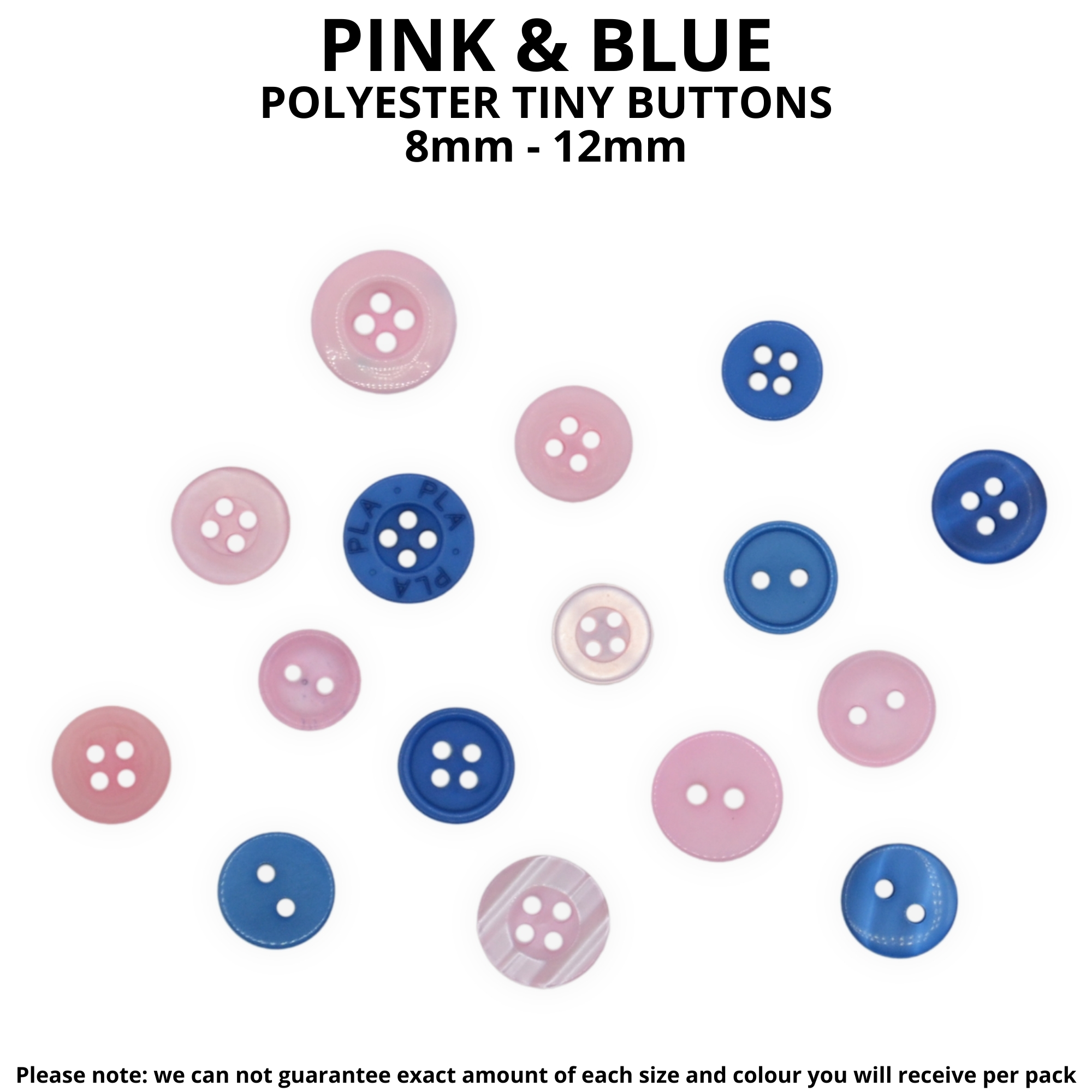 Tiny Pink & Blue Buttons - Mixed Small Sizes - Image 2