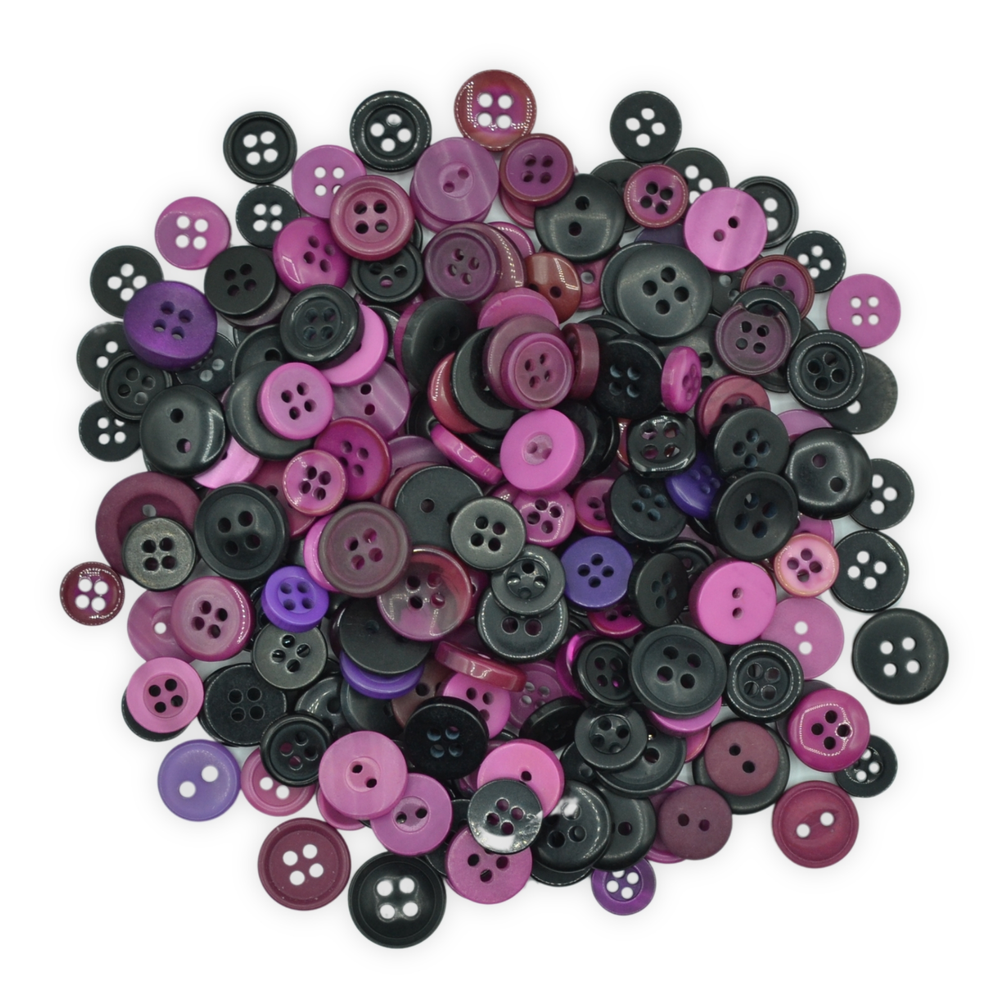 Tiny Plum & Black Buttons - Mixed Small Sizes