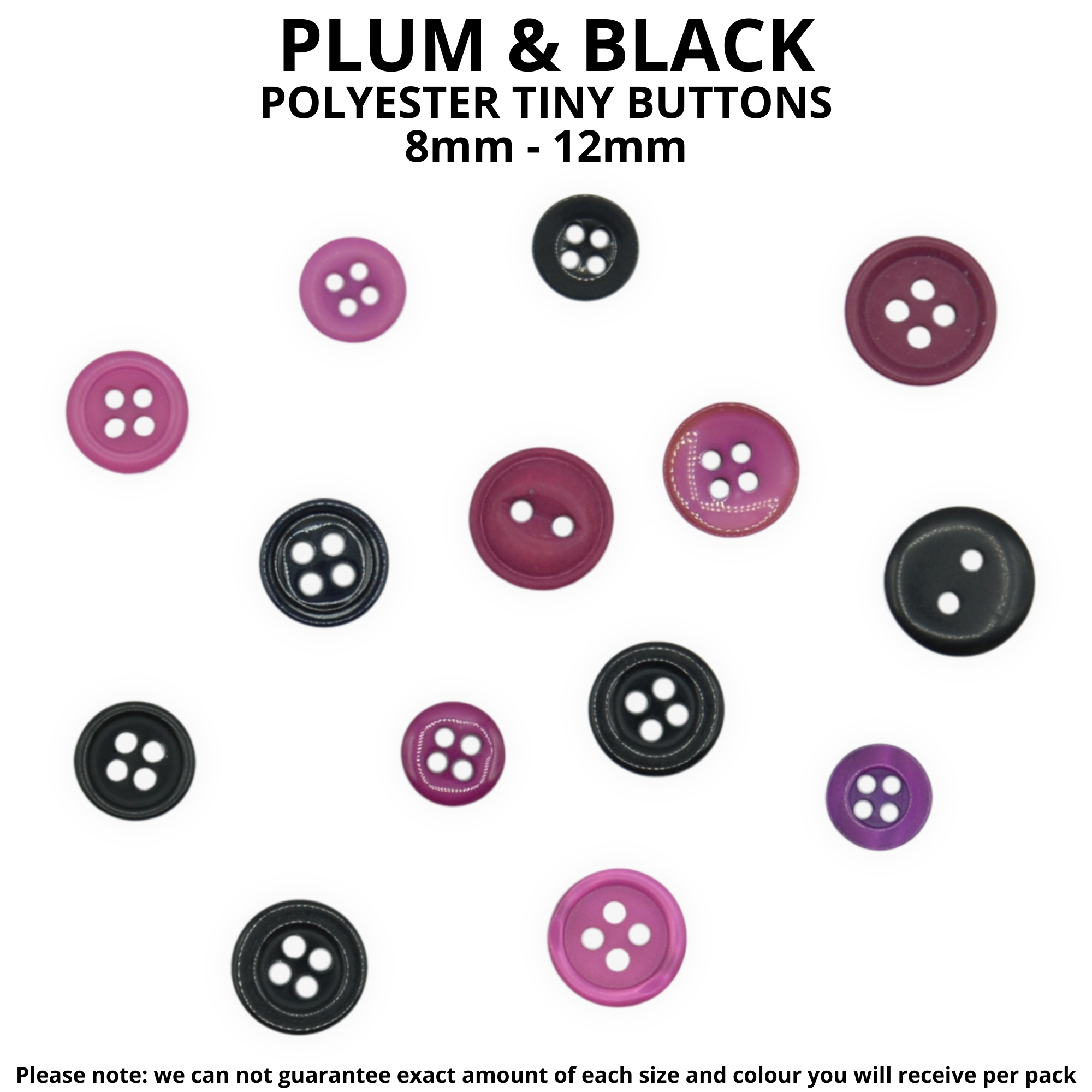 Tiny Plum & Black Buttons - Mixed Small Sizes - Image 2