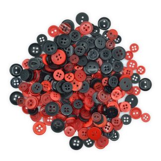 Tiny Red & Black Buttons - Mixed Small Sizes