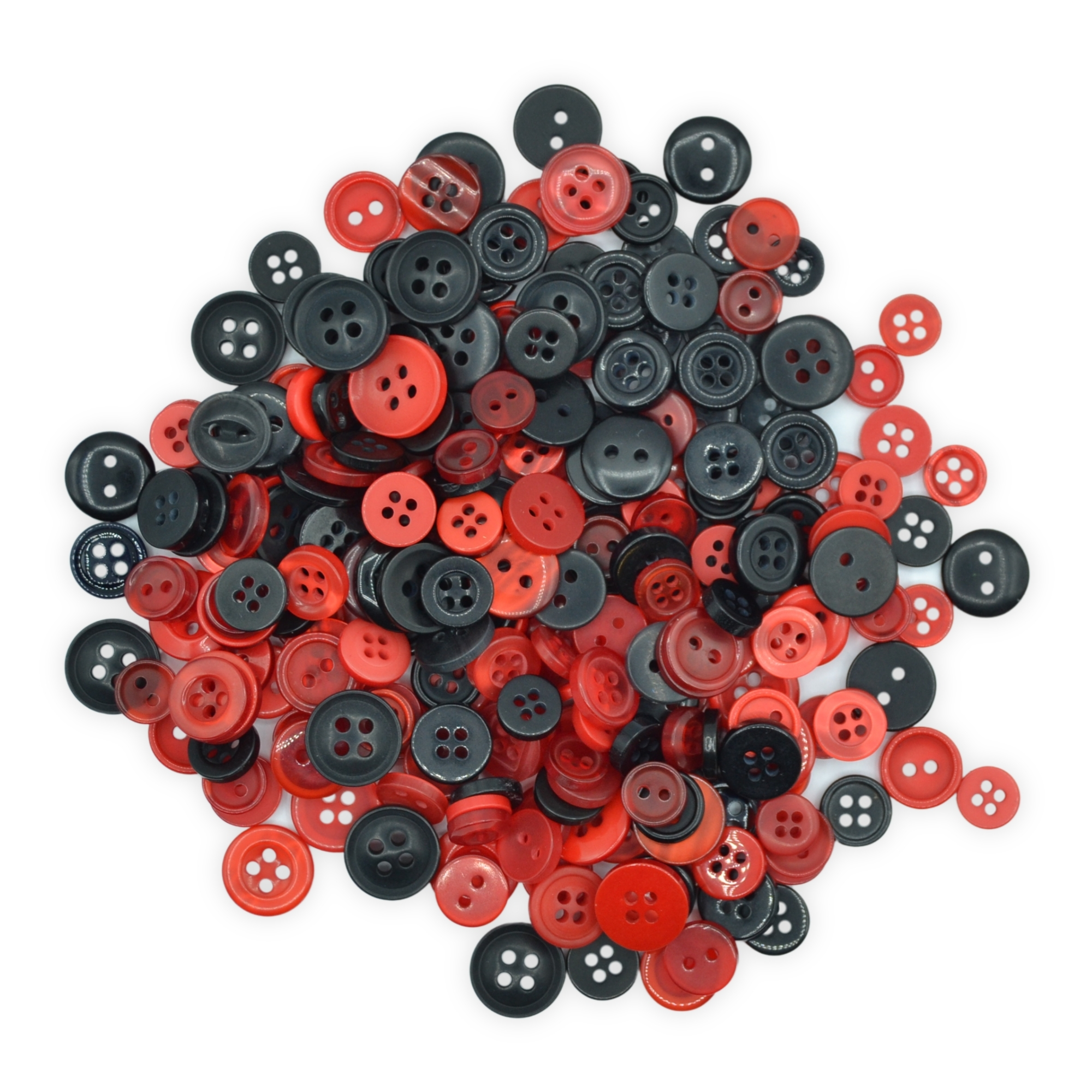 Tiny Red & Black Buttons - Mixed Small Sizes