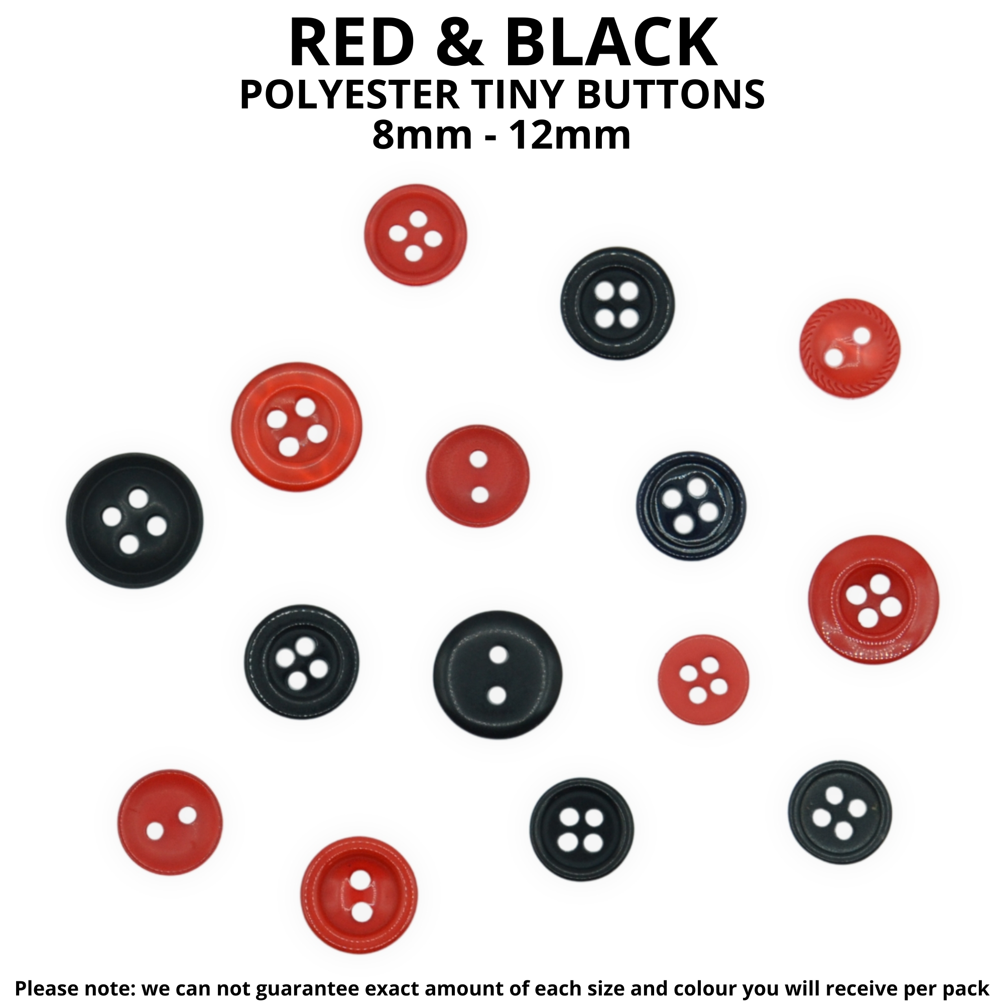 Tiny Red & Black Buttons - Mixed Small Sizes - Image 2