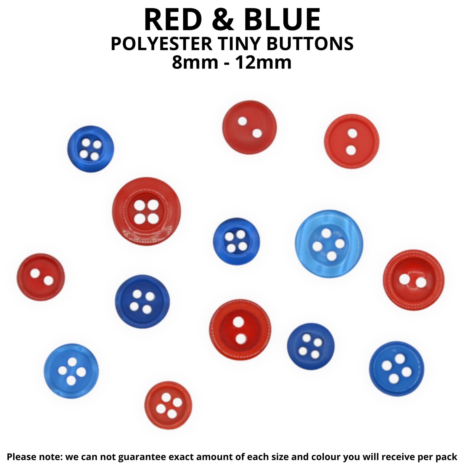 Tiny Red & Blue Buttons - Mixed Small Sizes - CelloExpress