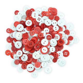 Tiny Red & White Buttons - Mixed Small Sizes