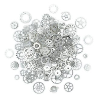 Mixed Pack 12 Steampunk Cogs - Antique Silver