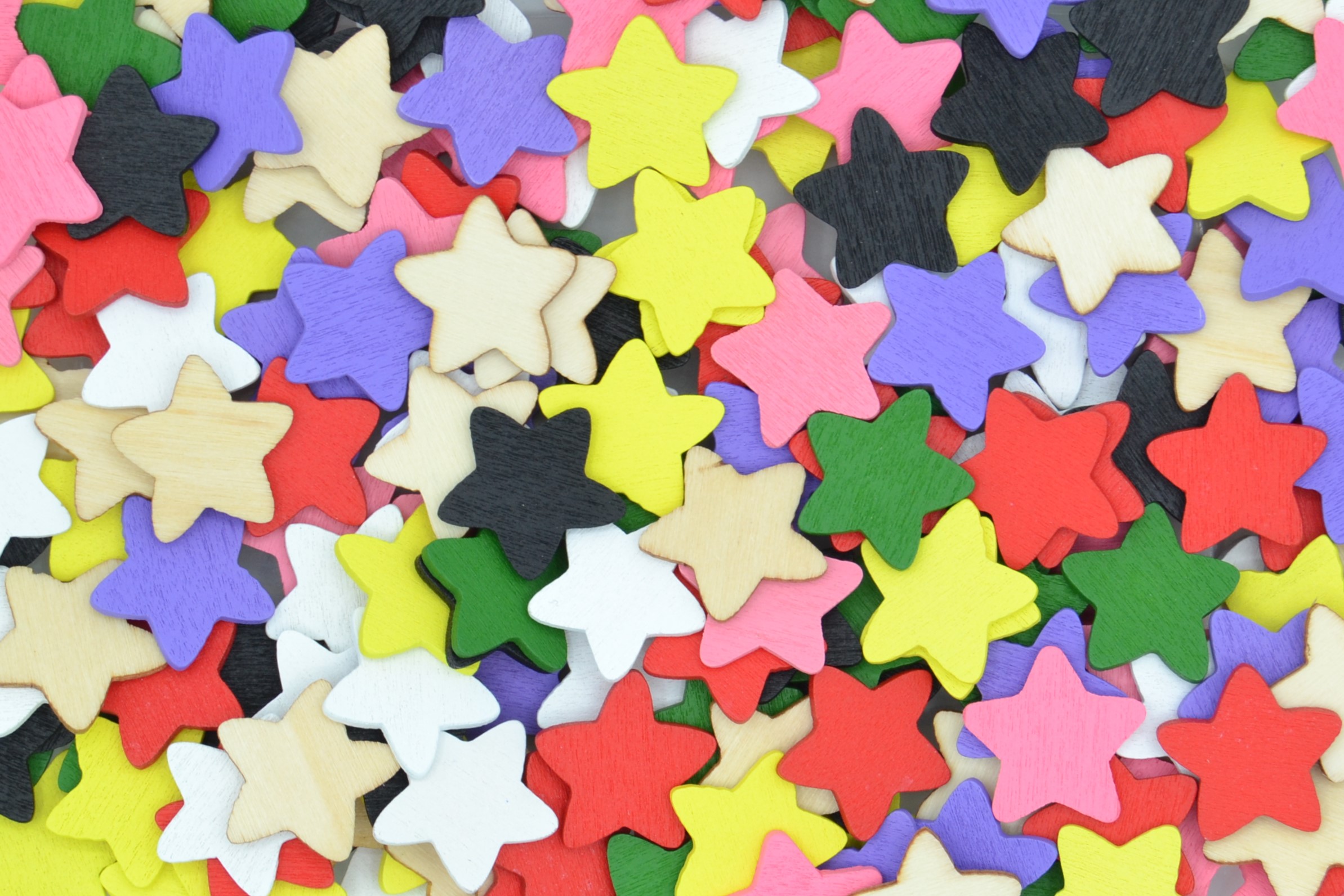 18mm Mixed Colours Wooden Stars - Mini Craft Embellishments