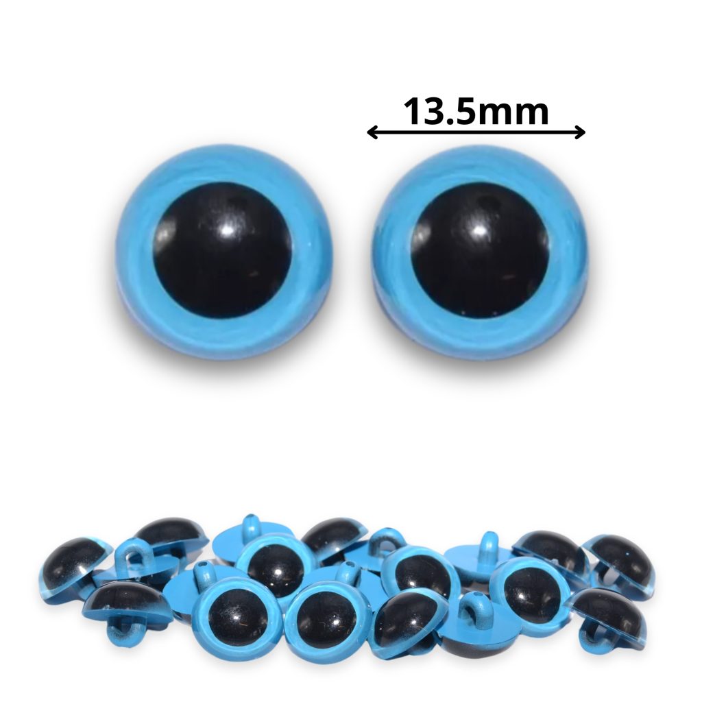 Buton Rounded Eyes Sew On - 13.5mm Blue Half Round Button Eyes for Teddy Bear/Animal Soft ...