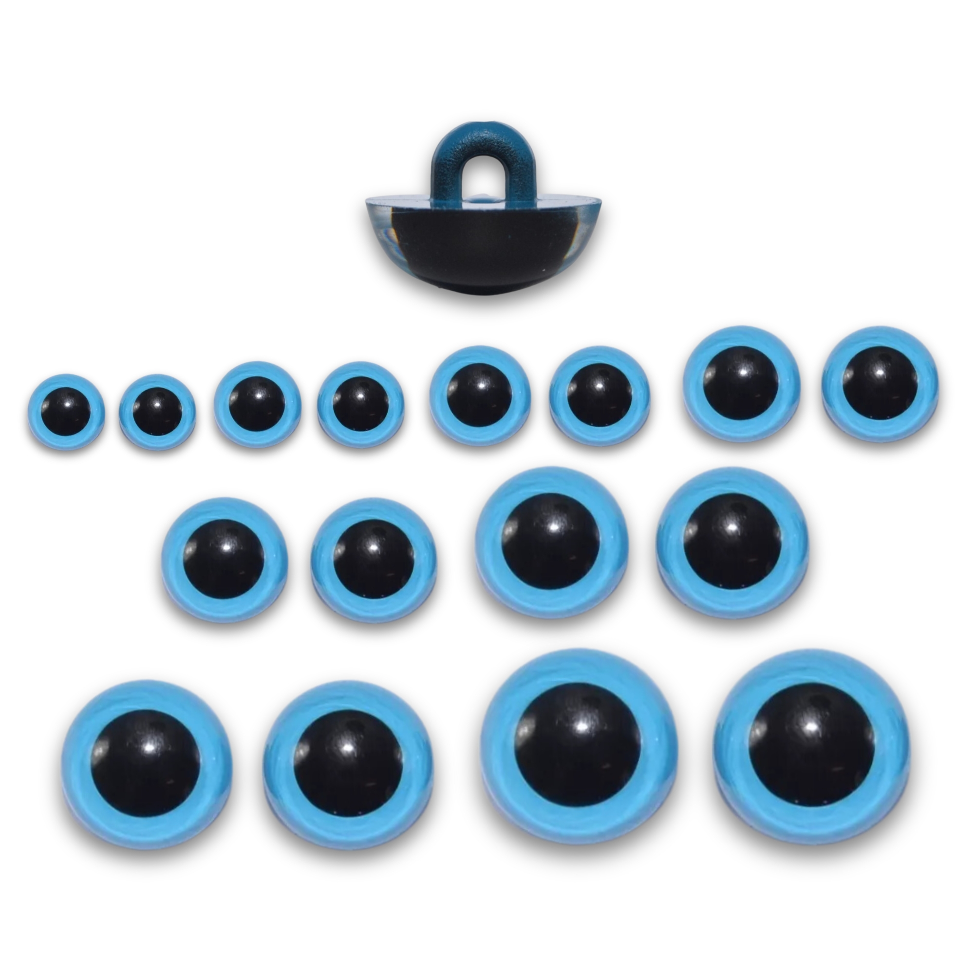 Sew On - 13.5mm Blue Half Round Button Eyes for Teddy Bear/Animal Soft Toy Making - Image 2