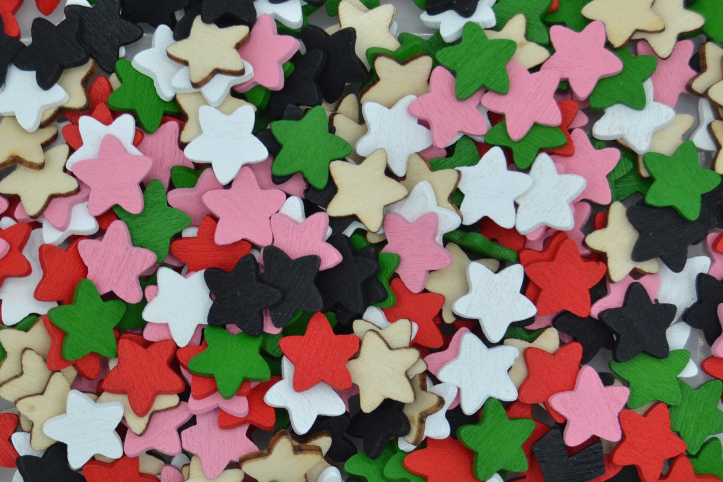 12mm Mixed Colours Wooden Stars - Mini Craft Embellishments