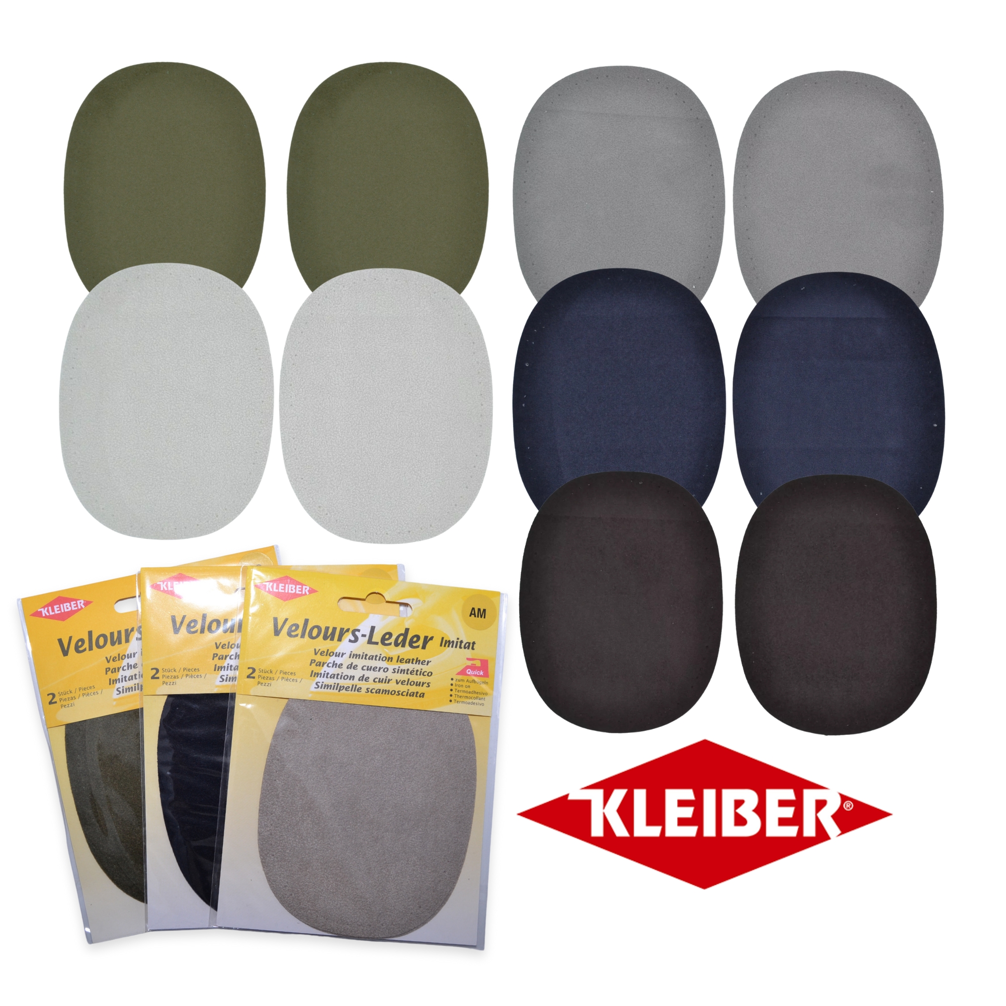 Kleiber Olive Green Faux Velour Leather - 125mm x 100mm Elbow Patches - Image 3
