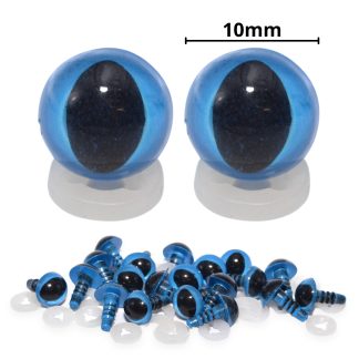 10mm Blue Cats Eyes with Plastic Backs