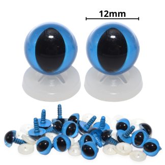 12mm Blue Cats Eyes with Plastic Backs