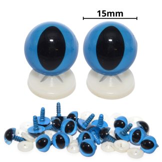 15mm Blue Cats Eyes with Plastic Backs
