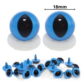 18mm Blue Cats Eyes with Plastic Backs