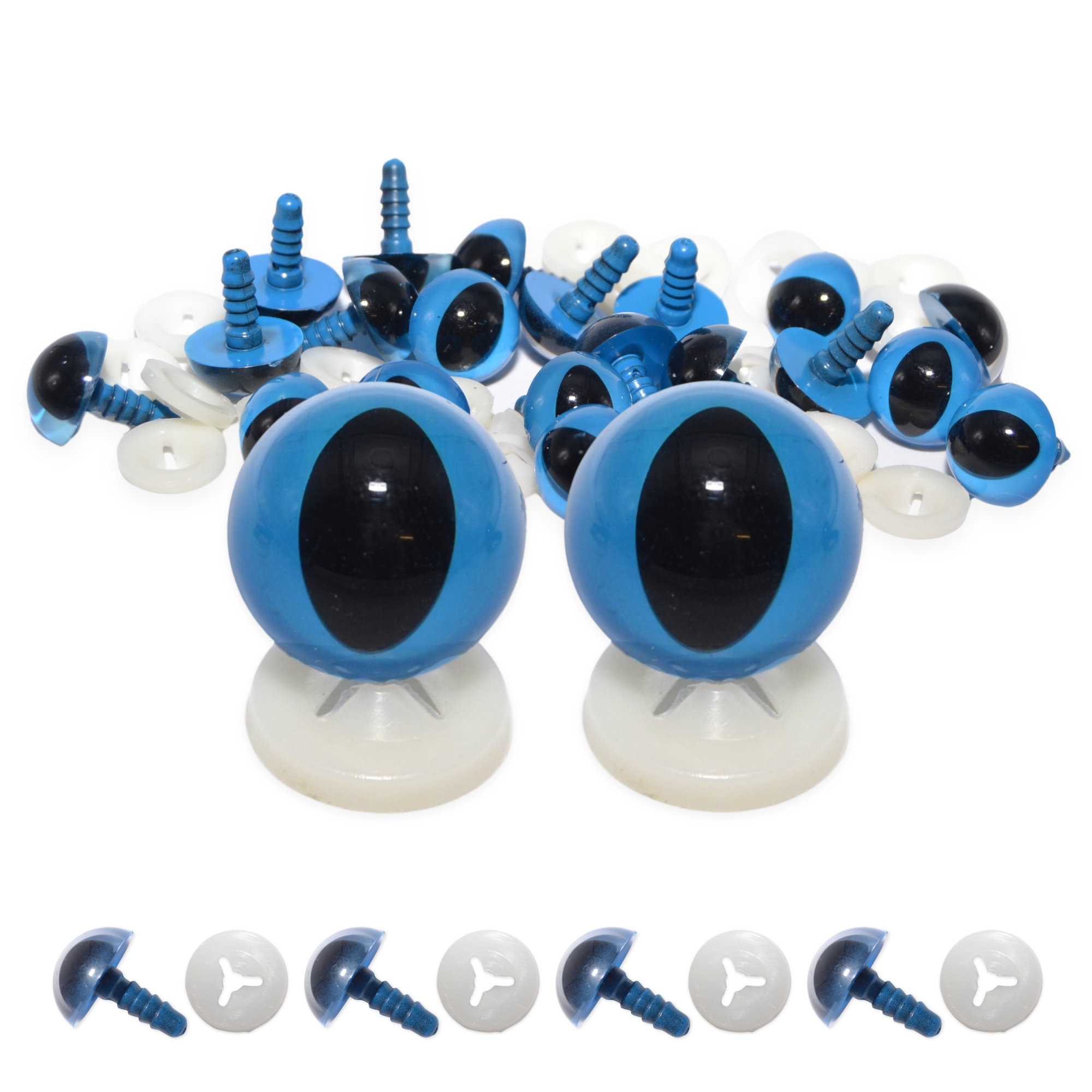 12mm Blue Cats Eyes with Plastic Backs - Image 2