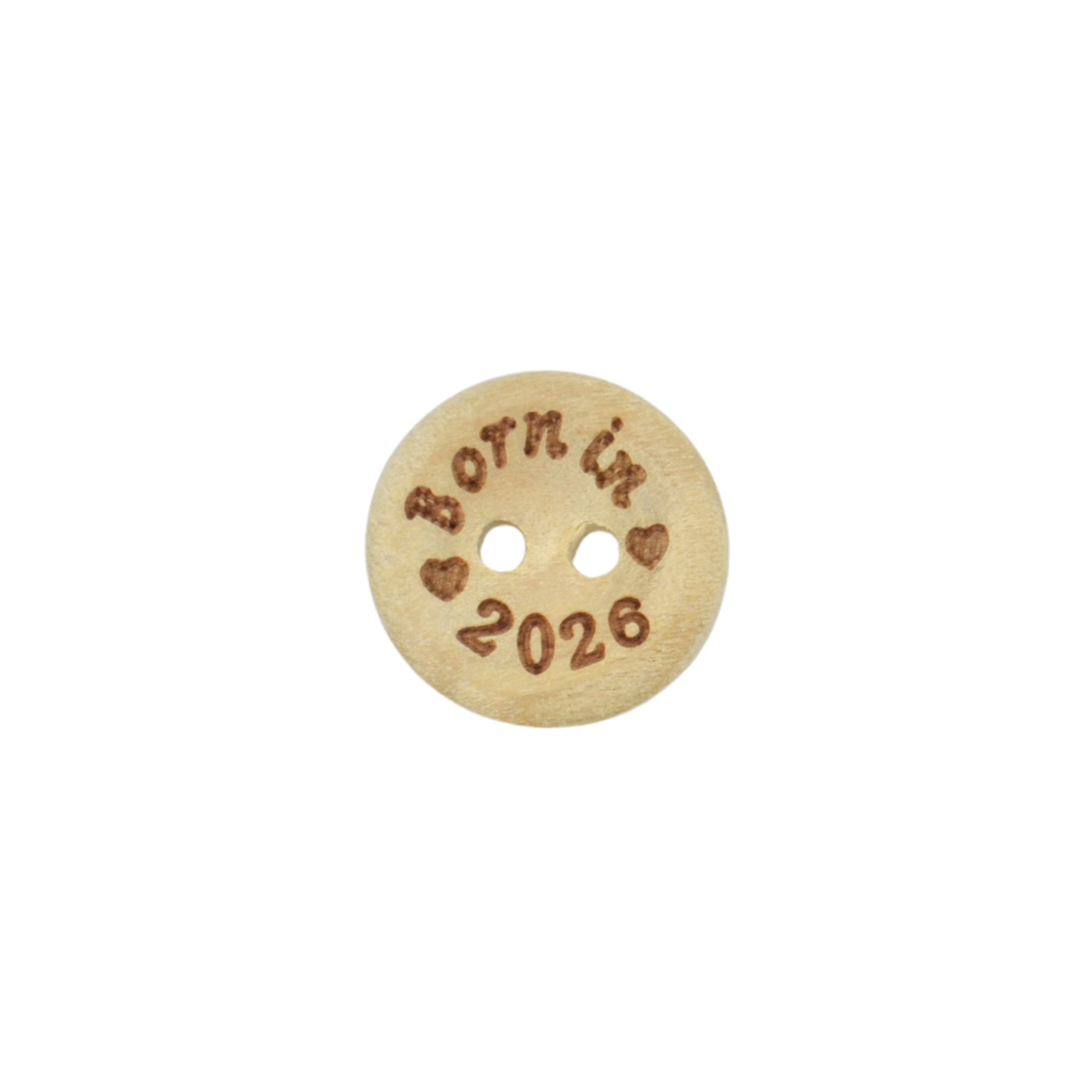 Printed Natural Wooden Buttons with Patterns or Quotes (Born in 2026 - 15mm) - Image 2