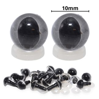 10mm Clear Cats Eyes with Plastic Backs
