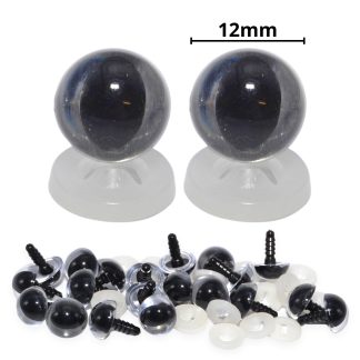 12mm Clear Cats Eyes with Plastic Backs