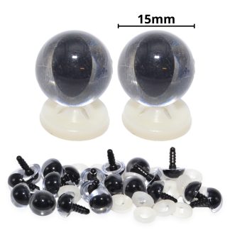 15mm Clear Cats Eyes with Plastic Backs