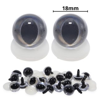 18mm Clear Cats Eyes with Plastic Backs