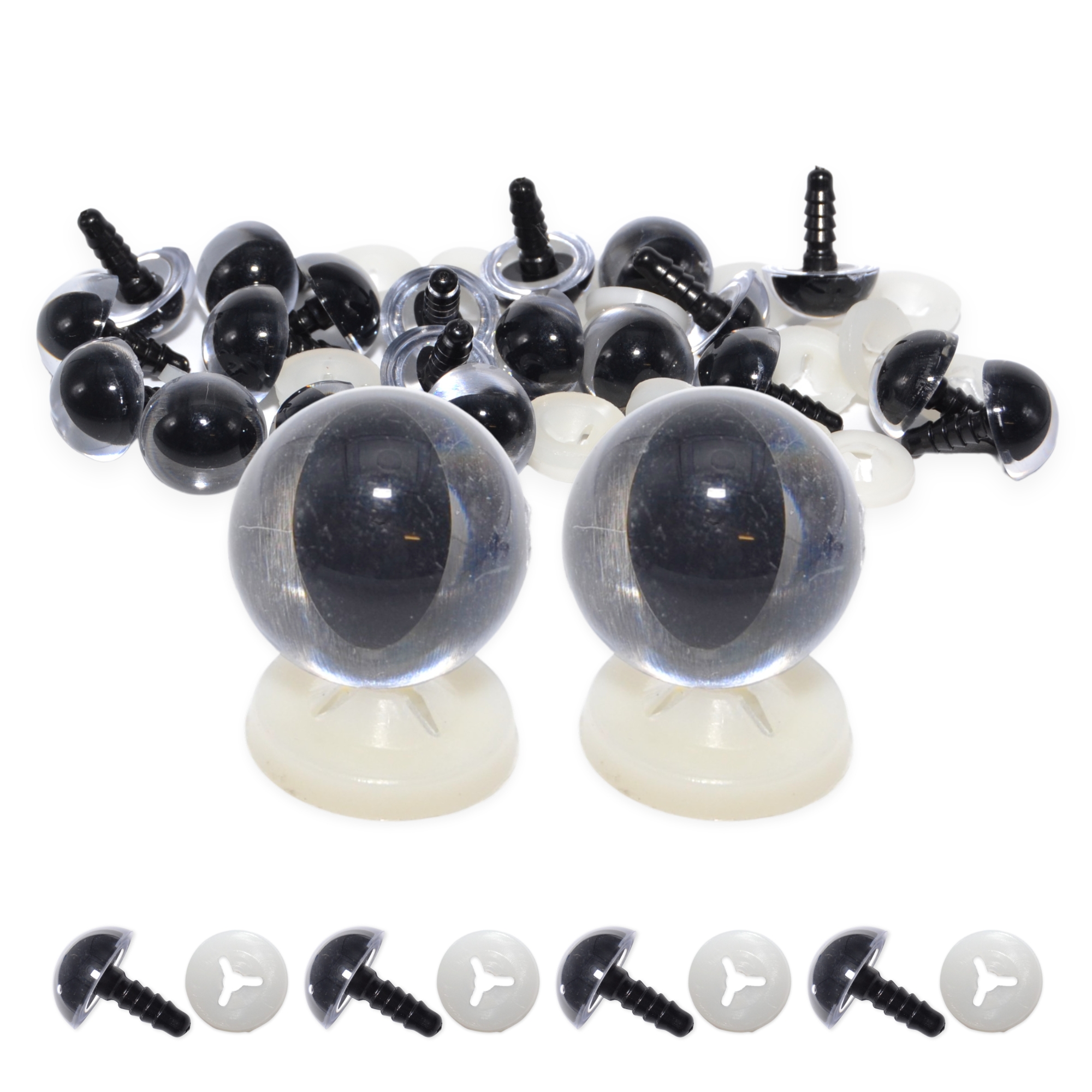 12mm Clear Cats Eyes with Plastic Backs - Image 2
