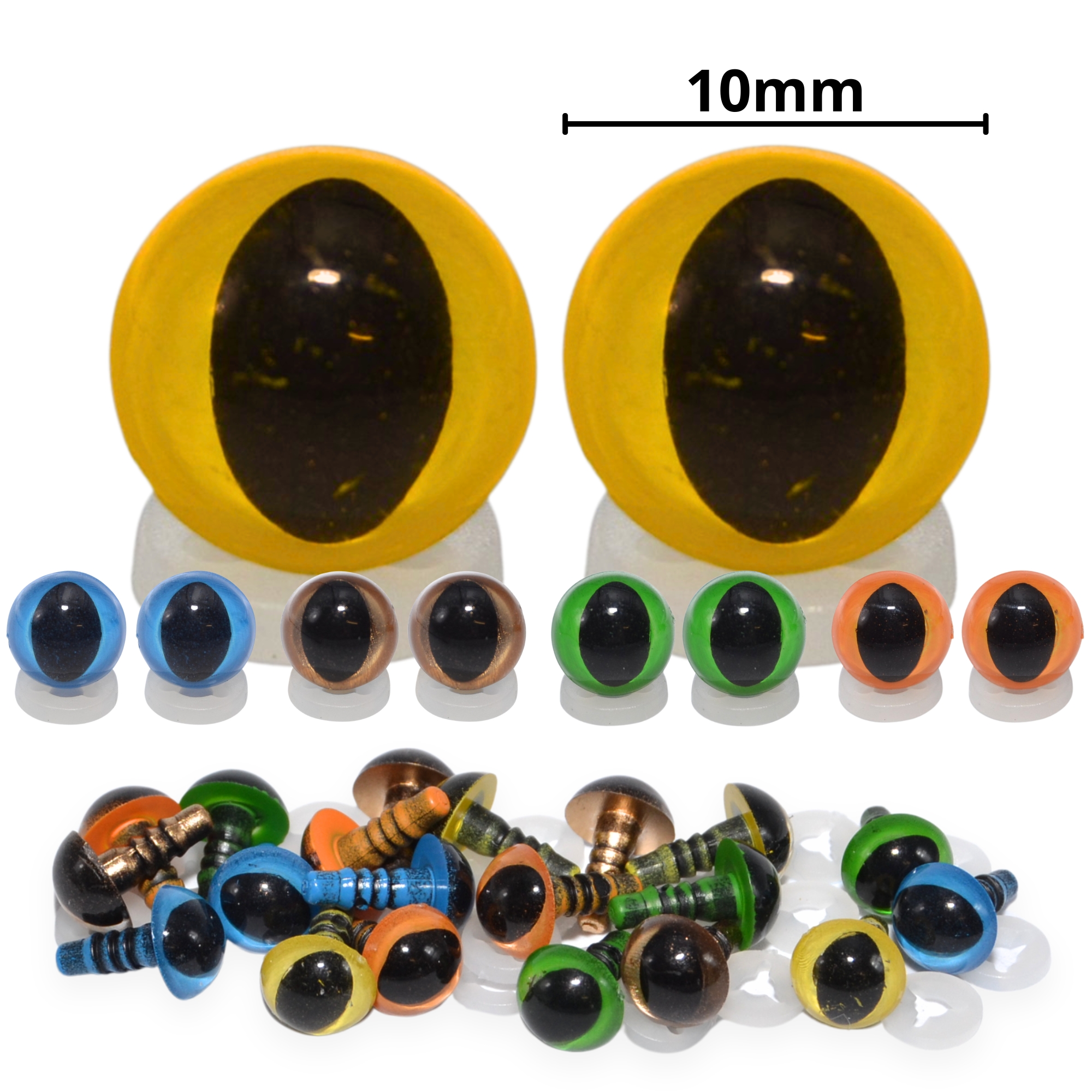 10mm Mixed Cats Eyes with Plastic Backs