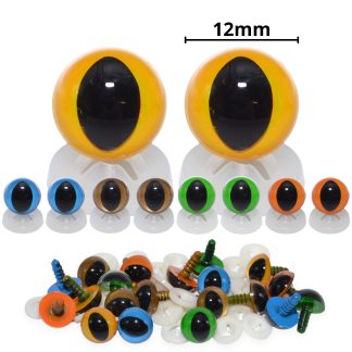 12mm Mixed Cats Eyes with Plastic Backs