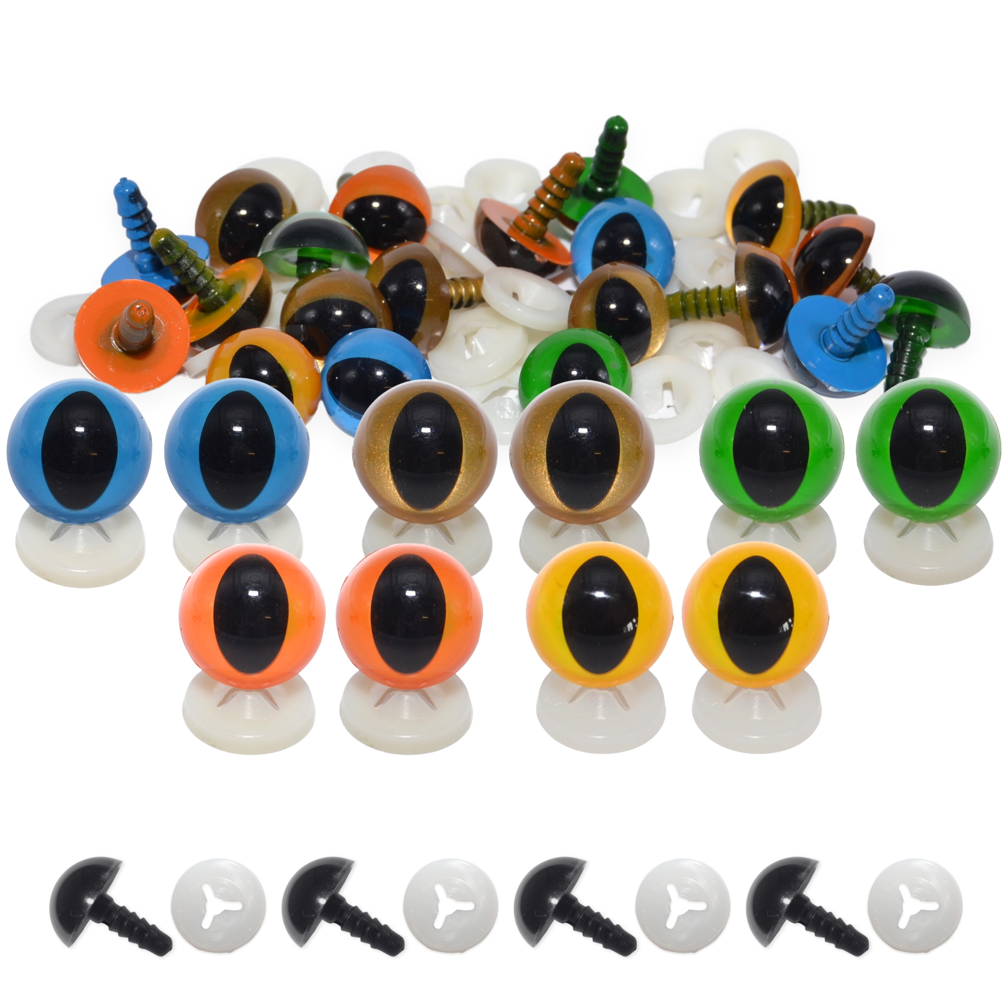 10mm Mixed Cats Eyes with Plastic Backs - Image 2