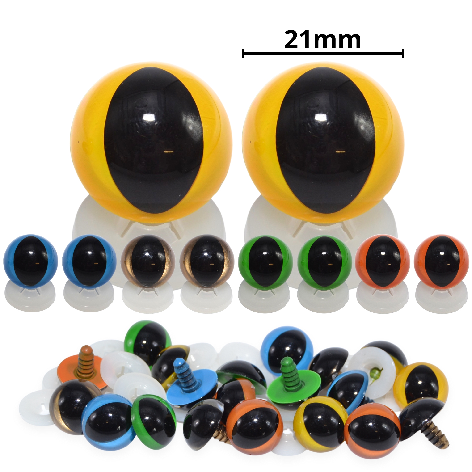 21mm Mixed Cats Eyes with Plastic Backs