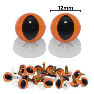 12mm Orange Cats Eyes with Plastic Backs