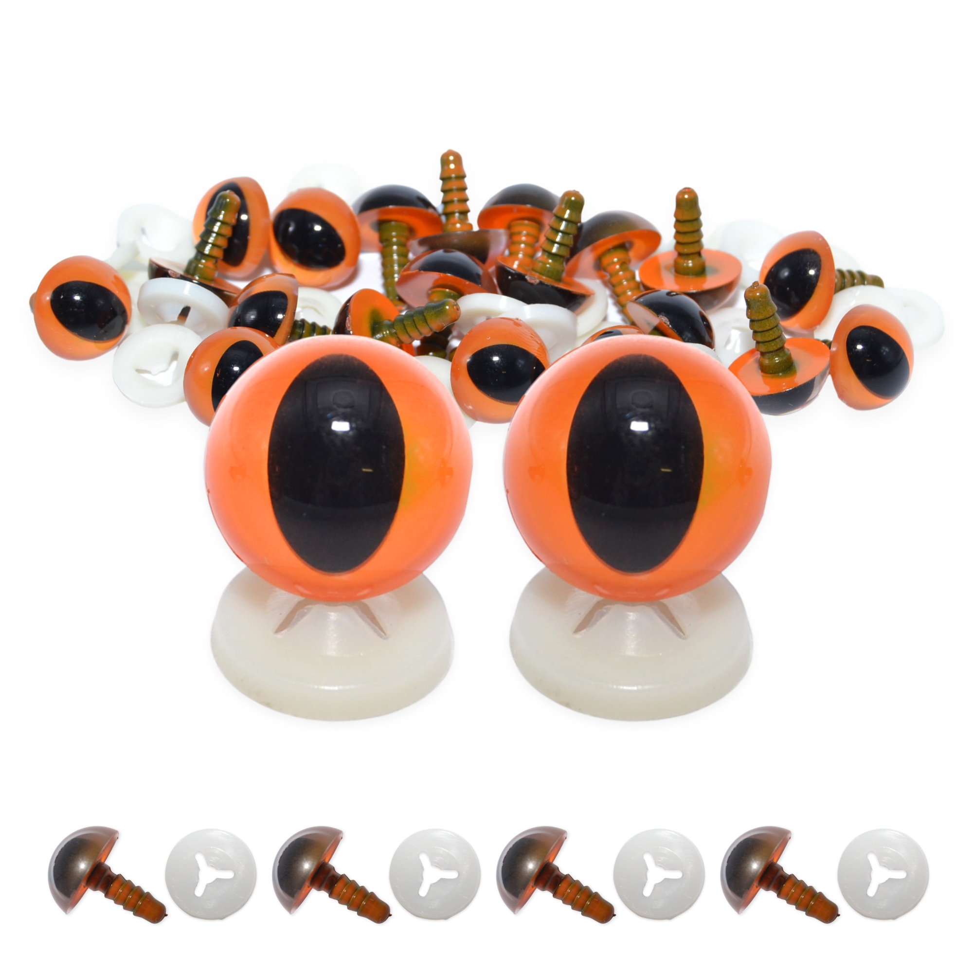18mm Orange Cats Eyes with Plastic Backs - Image 2