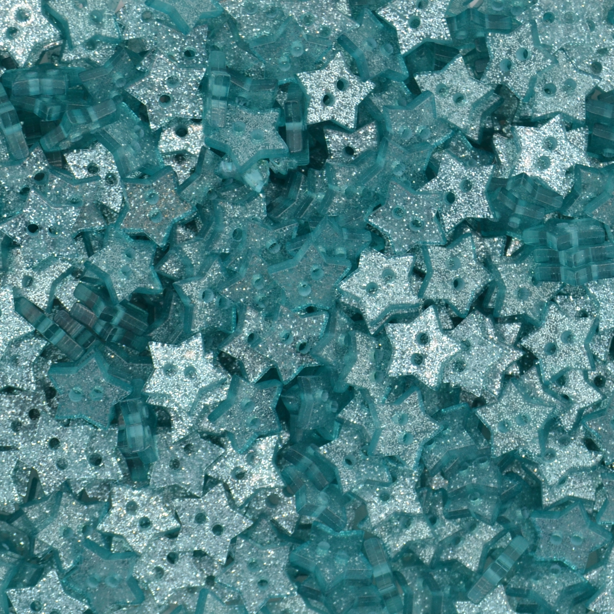 14mm Teal Star Glitter Buttons