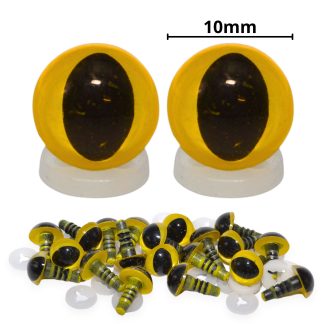 10mm Yellow Cats Eyes with Plastic Backs