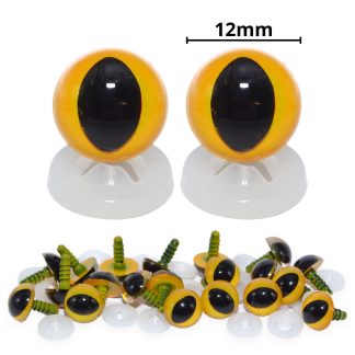 12mm Yellow Cats Eyes with Plastic Backs