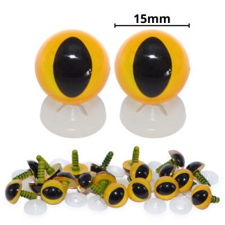 15mm Yellow Cats Eyes with Plastic Backs