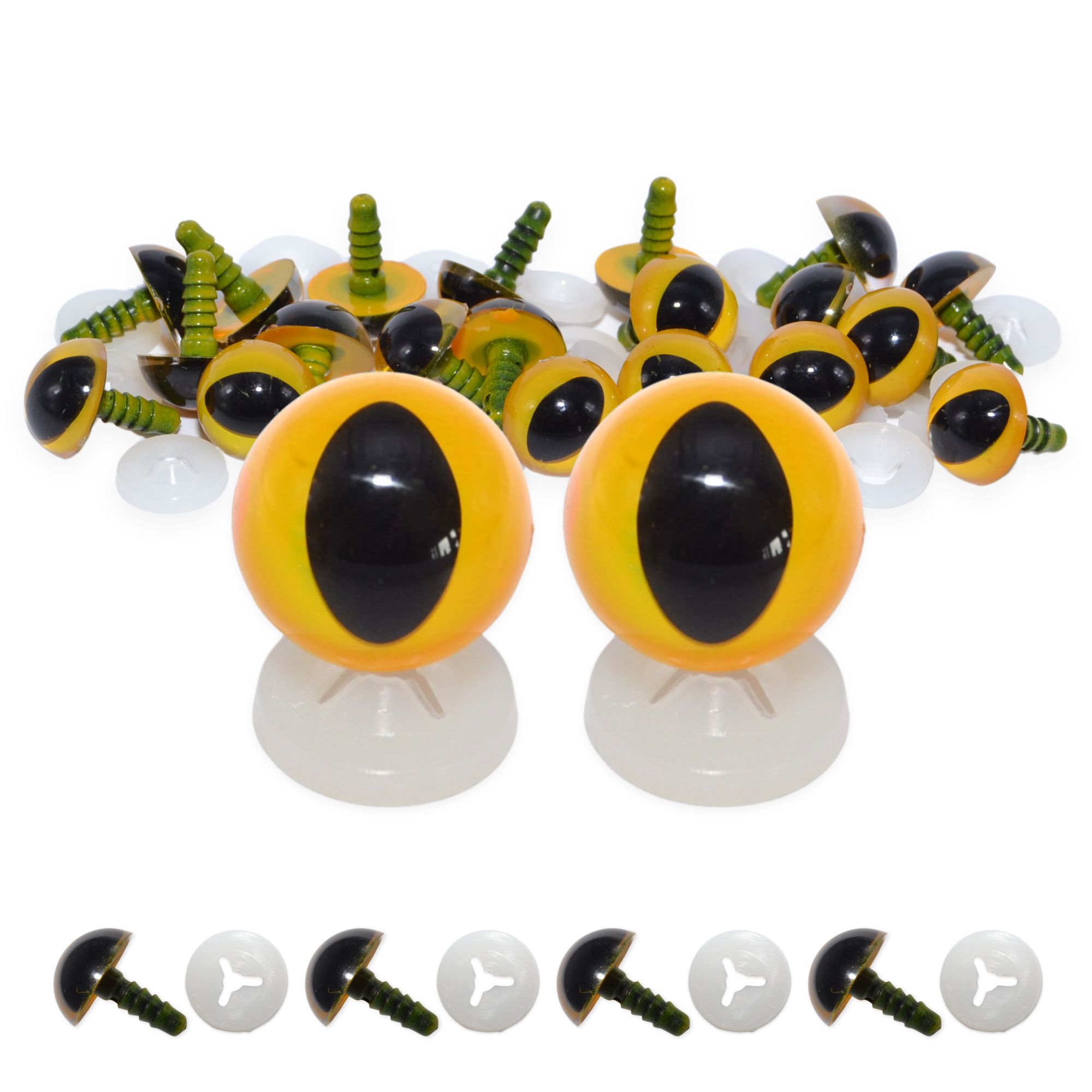 10mm Yellow Cats Eyes with Plastic Backs - Image 2