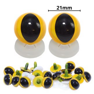 21mm Yellow Cats Eyes with Plastic Backs