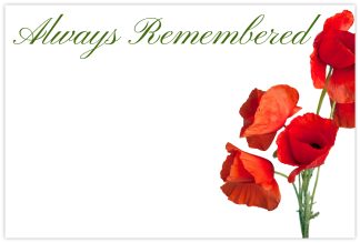 Always Remembered (Red Poppies) - 60mm x 90mm Florist Cards