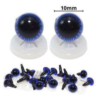 10mm Blue Owl Eyes with Plastic Backs