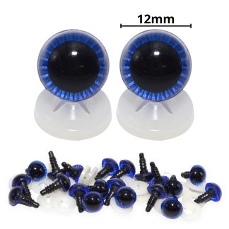 12mm Blue Owl Eyes with Plastic Backs