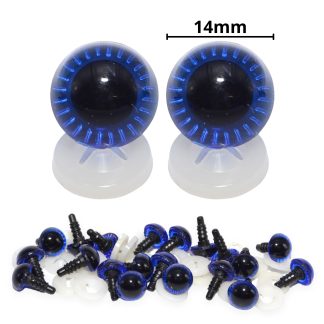 14mm Blue Owl Eyes with Plastic Backs