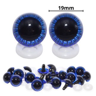 19mm Blue Owl Eyes with Plastic Backs