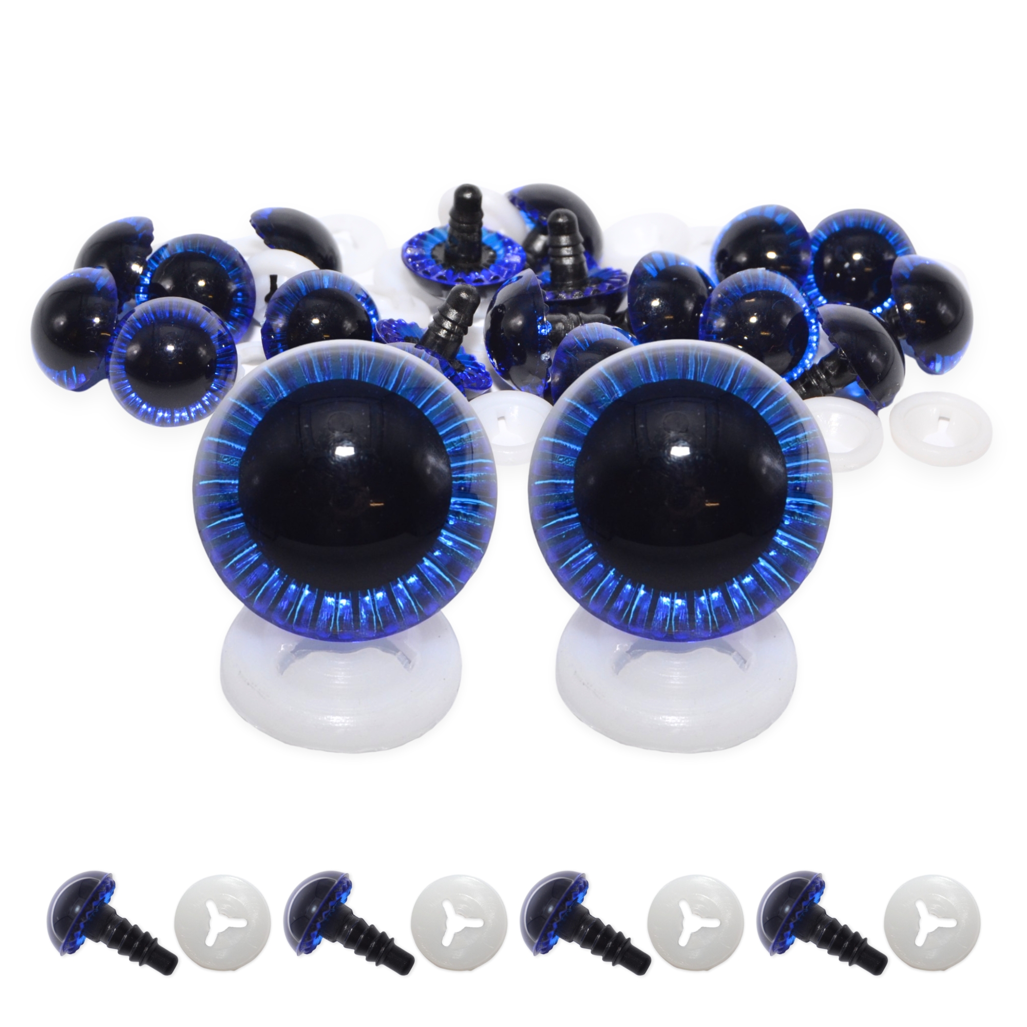 12mm Blue Owl Eyes with Plastic Backs - Image 2
