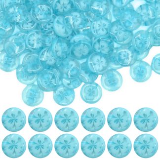 14mm Aqua Blue Transparent Flower Resin Buttons