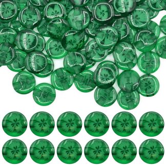 14mm Dark Green Transparent Flower Resin Buttons