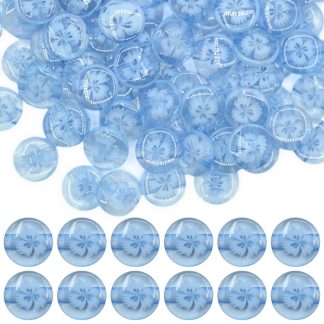 14mm Light Blue Transparent Flower Resin Buttons