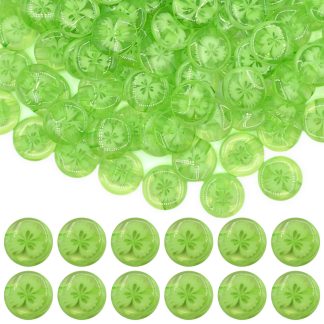 14mm Light Green Transparent Flower Resin Buttons