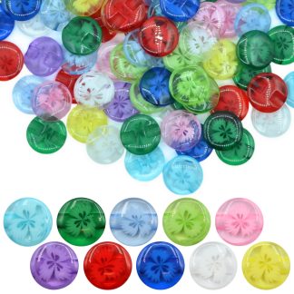 14mm Mixed Transparent Flower Resin Buttons