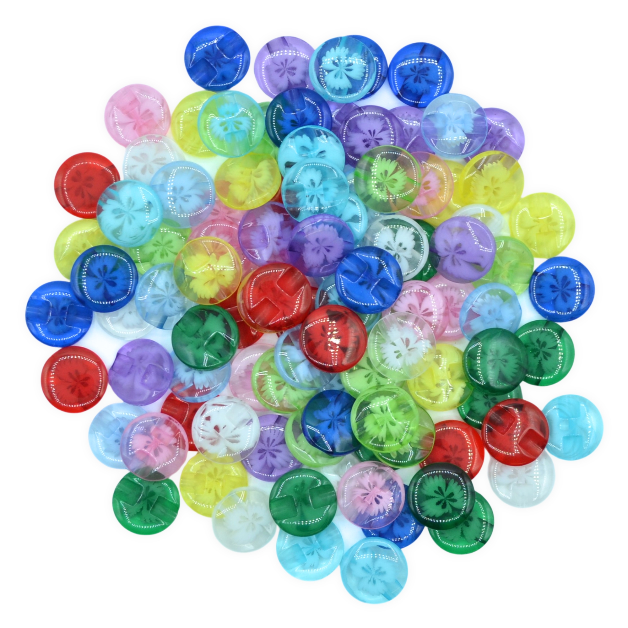 14mm Mixed Transparent Flower Resin Buttons - Image 3