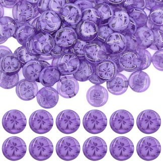 14mm Purple Transparent Flower Resin Buttons